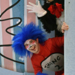 Lauren Krupski as The Cat in the Hat with Sue Gillespie Booton and Jay Hayden as Thing 1 and Thing 2