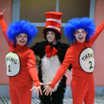 Lauren Krupski as The Cat in the Hat with Sue Gillespie Booton and Jay Hayden as Thing 1 and Thing 2