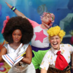 Candace Gould as Sandy, Roni Shelley Perez as SpongeBob Joshua Orsi as Patrick in THE SPONGEBOB MUSICAL, playing Aug 26 - Sept 18, 2022 at The Rose Theater