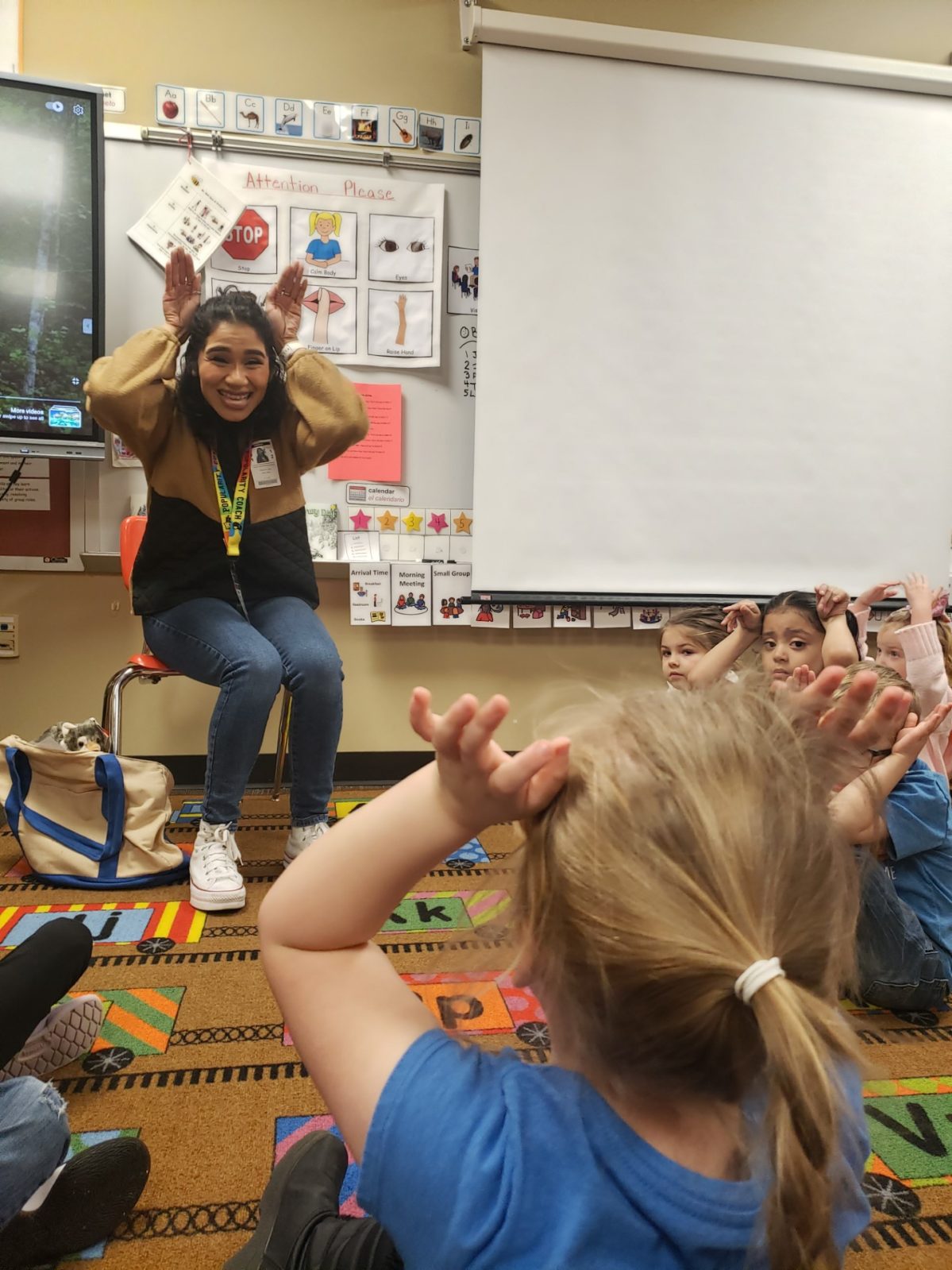 A Rose Teaching Artist leads an early childhood course in acting.