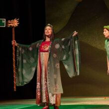 THE GREAT RACE at The Rose Theater, featuring Audrey Billings as Jade Emperor and Roz Parr as Kit.