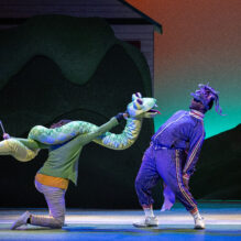 THE GREAT RACE at The Rose Theater, featuring Kyah Sneed as Snake and Malik Deshon Fortner as Horse.